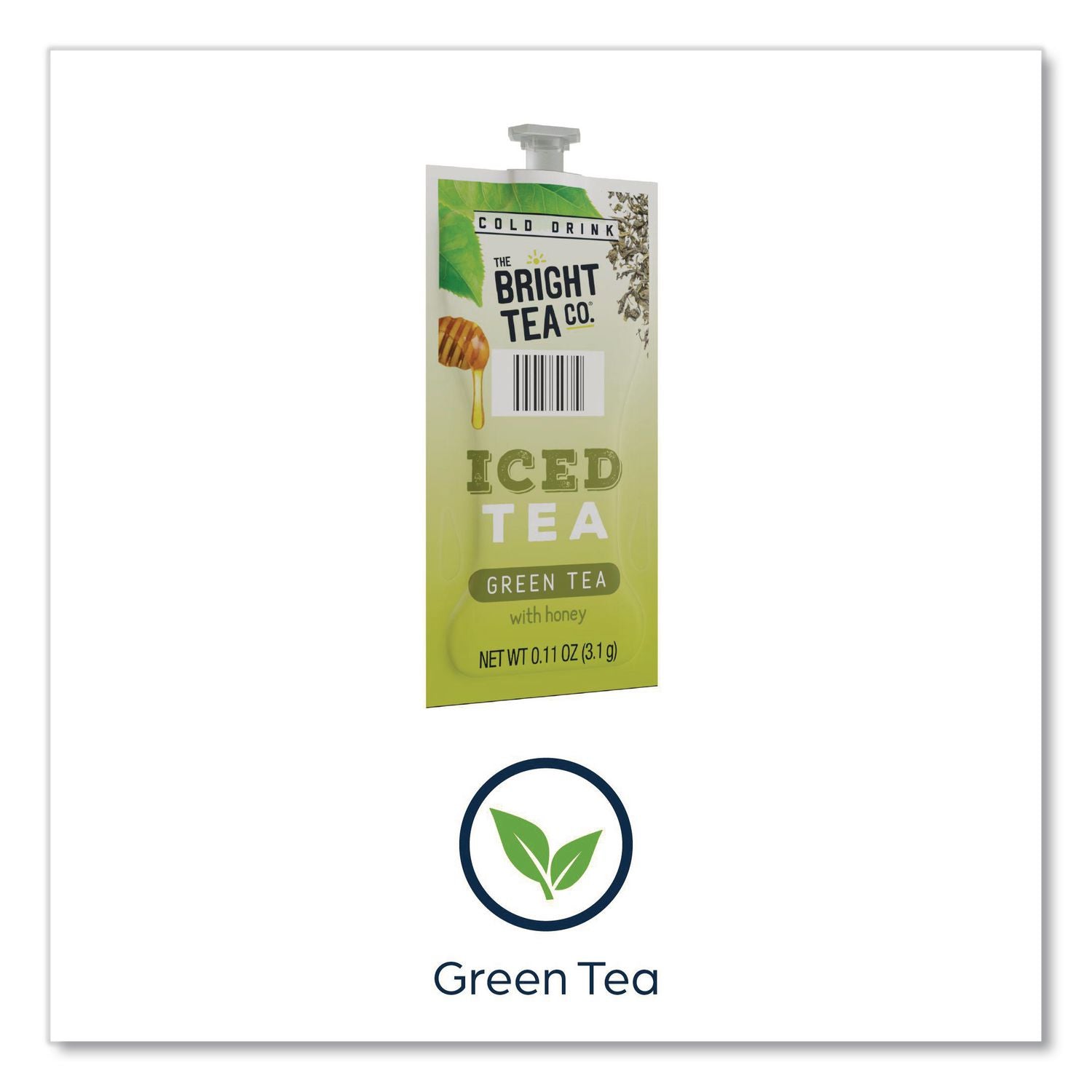 The Bright Tea Co. Iced Green Tea with Honey Freshpack, Green with Honey, 0.11 oz Pouch, 100/Carton