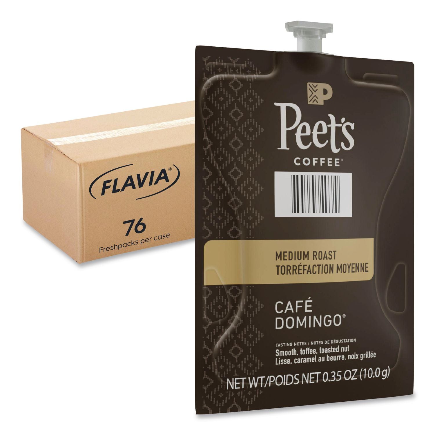 Peet's Coffee Cafe Domingo Freshpack, Cafe Domingo, 0.35 oz Pouch, 76/Carton