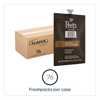 Peet's French Roast Coffee Freshpack, French Roast, 0.35 oz Pouch, 76/Carton