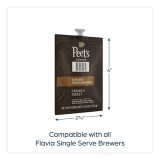 Peet's French Roast Coffee Freshpack, French Roast, 0.35 oz Pouch, 76/Carton