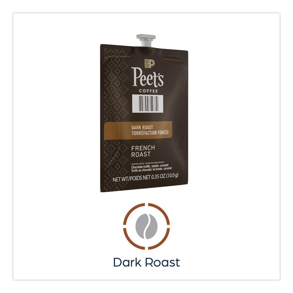 Peet's French Roast Coffee Freshpack, French Roast, 0.35 oz Pouch, 76/Carton