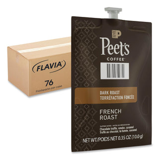 Peet's French Roast Coffee Freshpack, French Roast, 0.35 oz Pouch, 76/Carton