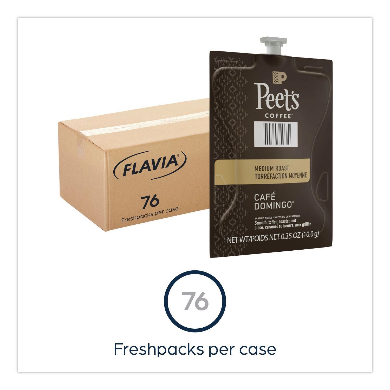 Peet's Coffee Cafe Domingo Freshpack, Cafe Domingo, 0.35 oz Pouch, 76/Carton