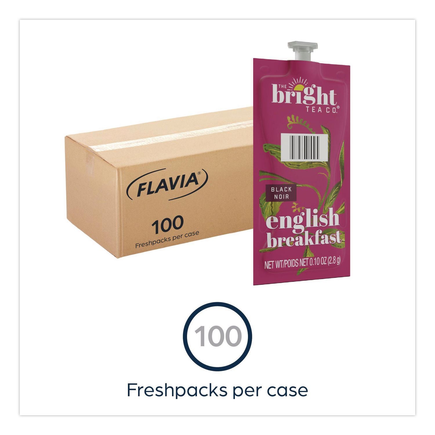 The Bright Tea Co. English Breakfast Black Tea Freshpack, English Breakfast, 0.1 oz Pouch, 100/Carton