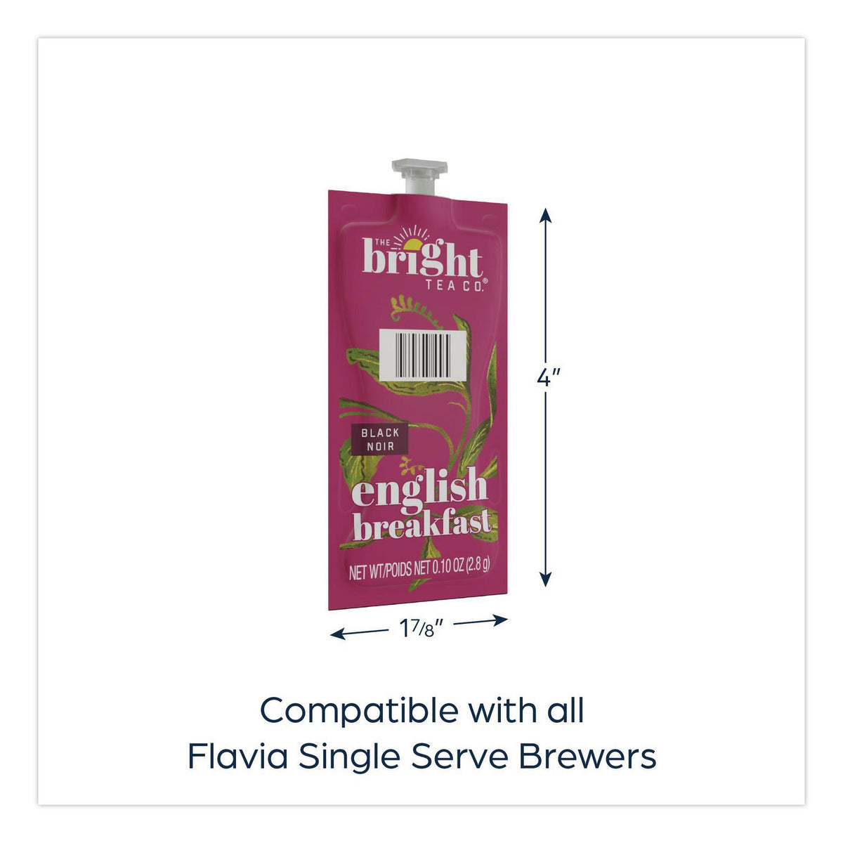 The Bright Tea Co. English Breakfast Black Tea Freshpack, English Breakfast, 0.1 oz Pouch, 100/Carton