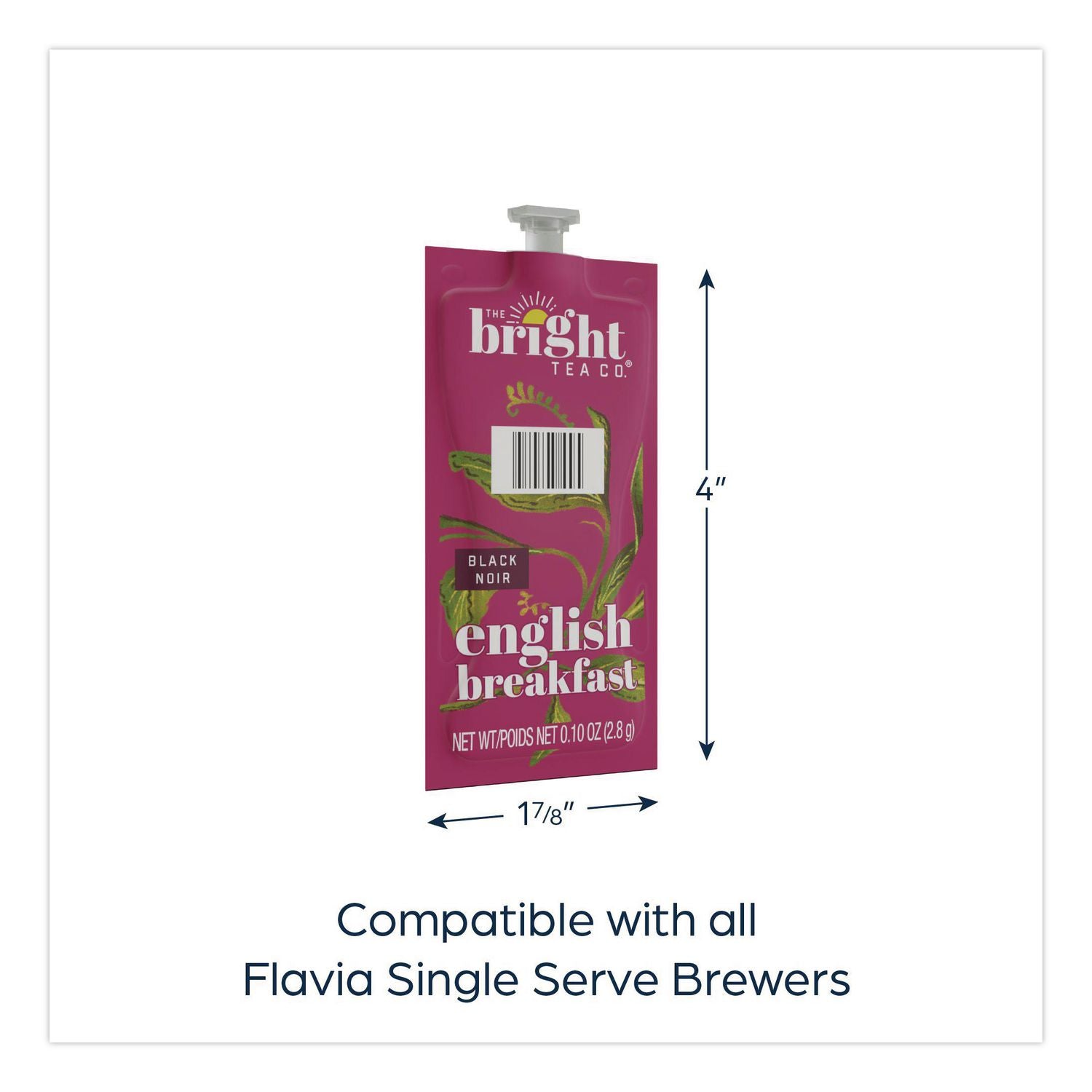 The Bright Tea Co. English Breakfast Black Tea Freshpack, English Breakfast, 0.1 oz Pouch, 100/Carton