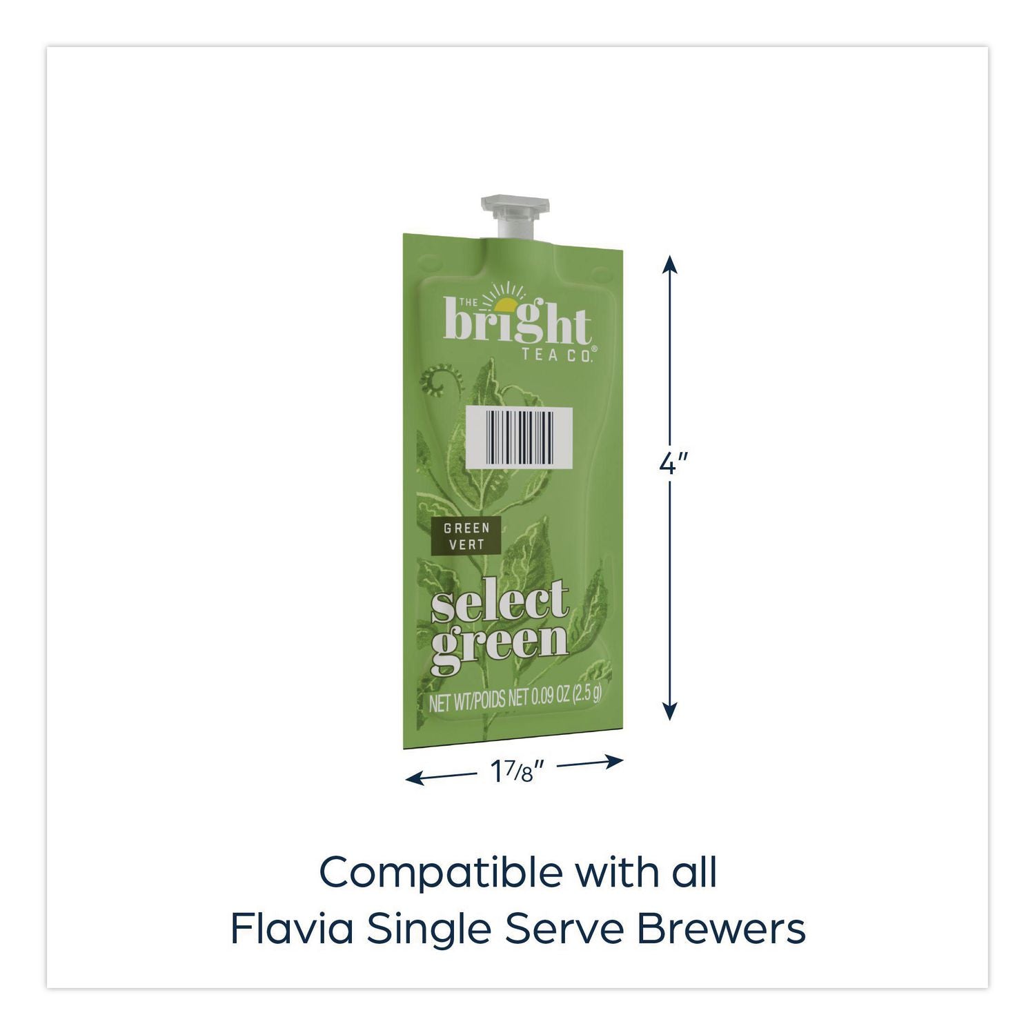 The Bright Tea Co. Select Green Tea Freshpack, Select Green, 0.09 oz Pouch, 100/Carton