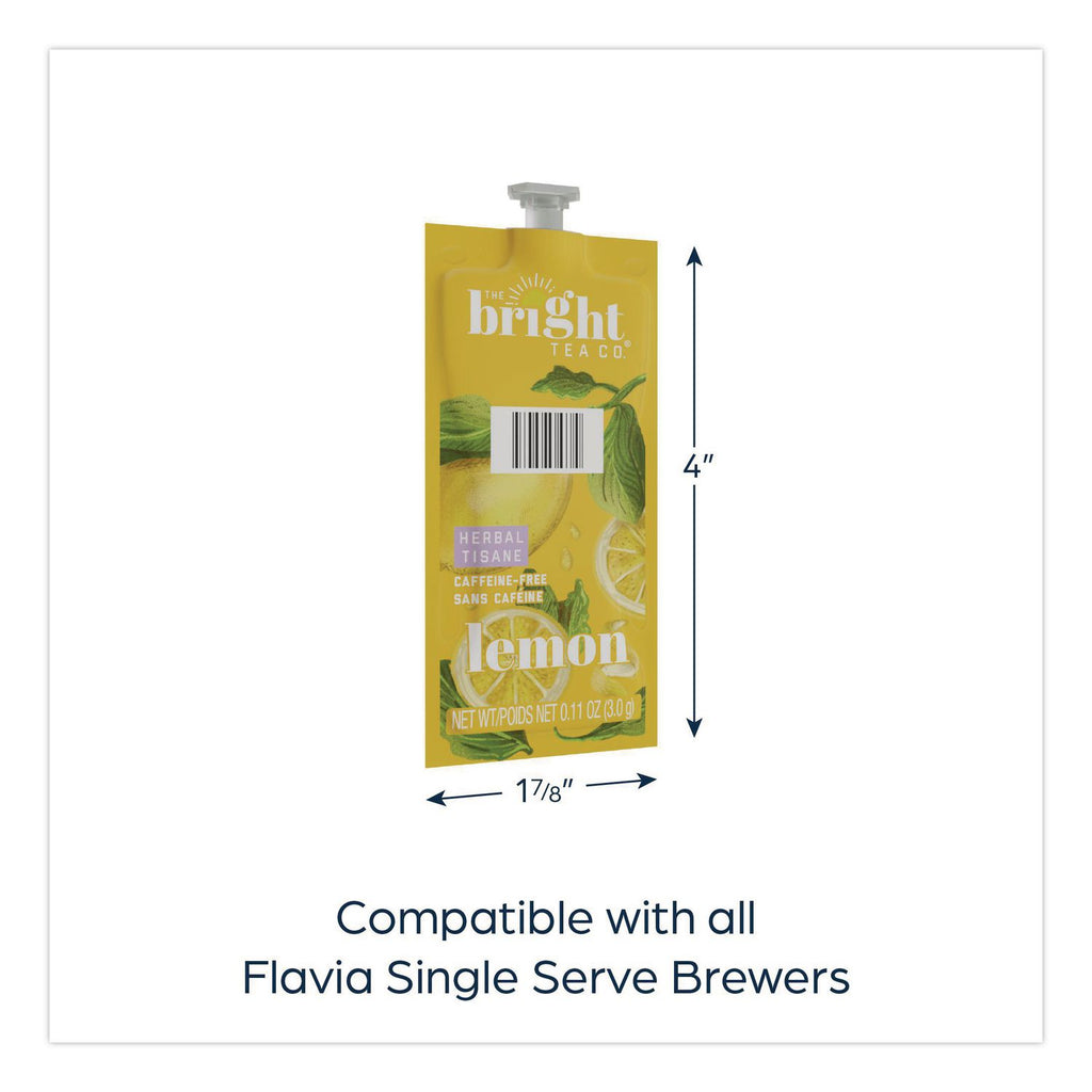The Bright Tea Co. Lemon Herbal Tea Freshpack, Lemon, 0.11 oz Pouch, 100/Carton