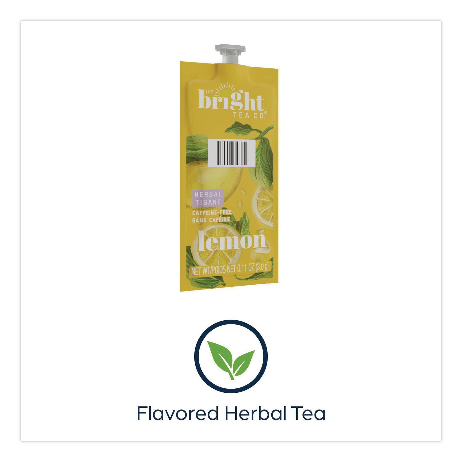 The Bright Tea Co. Lemon Herbal Tea Freshpack, Lemon, 0.11 oz Pouch, 100/Carton