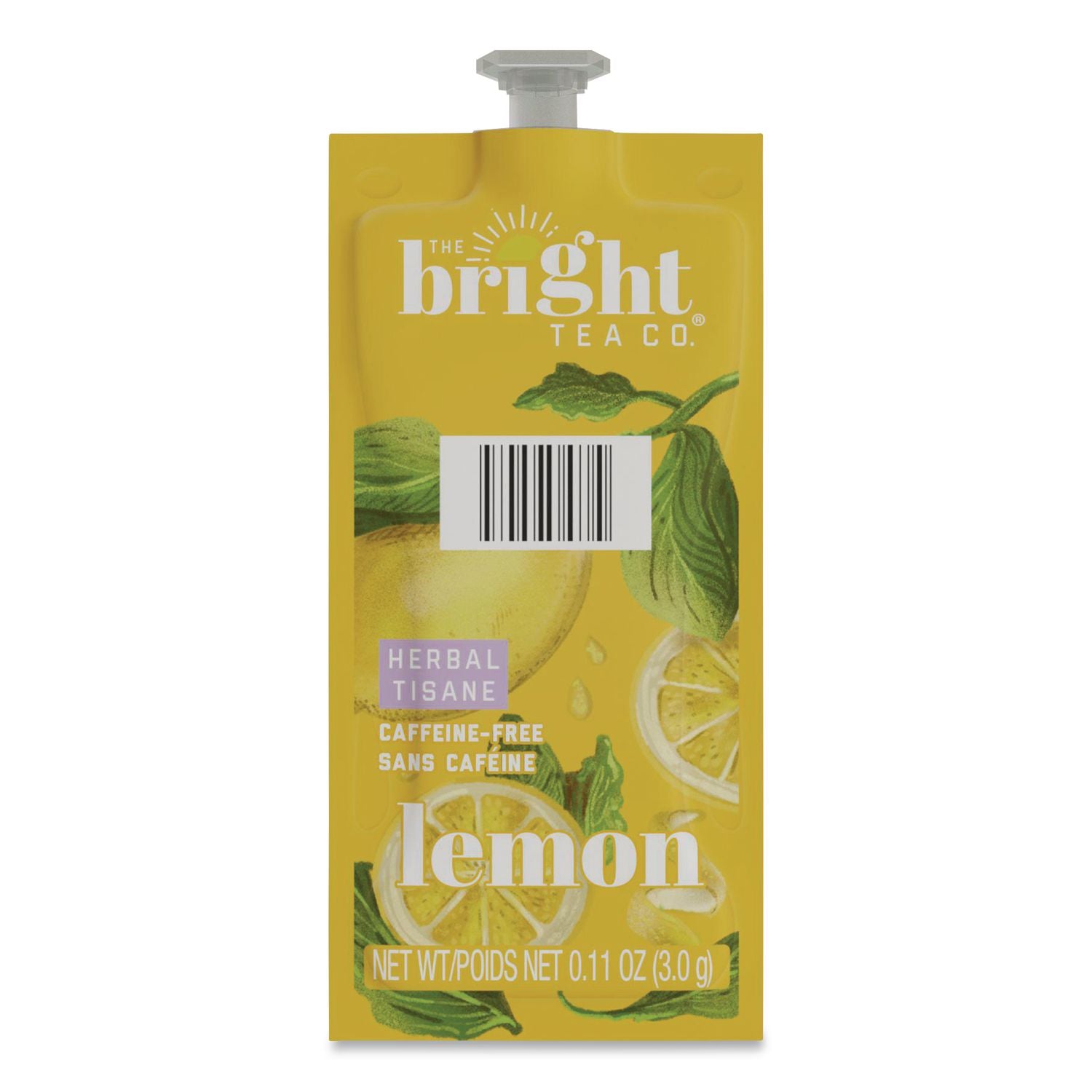 The Bright Tea Co. Lemon Herbal Tea Freshpack, Lemon, 0.11 oz Pouch, 100/Carton