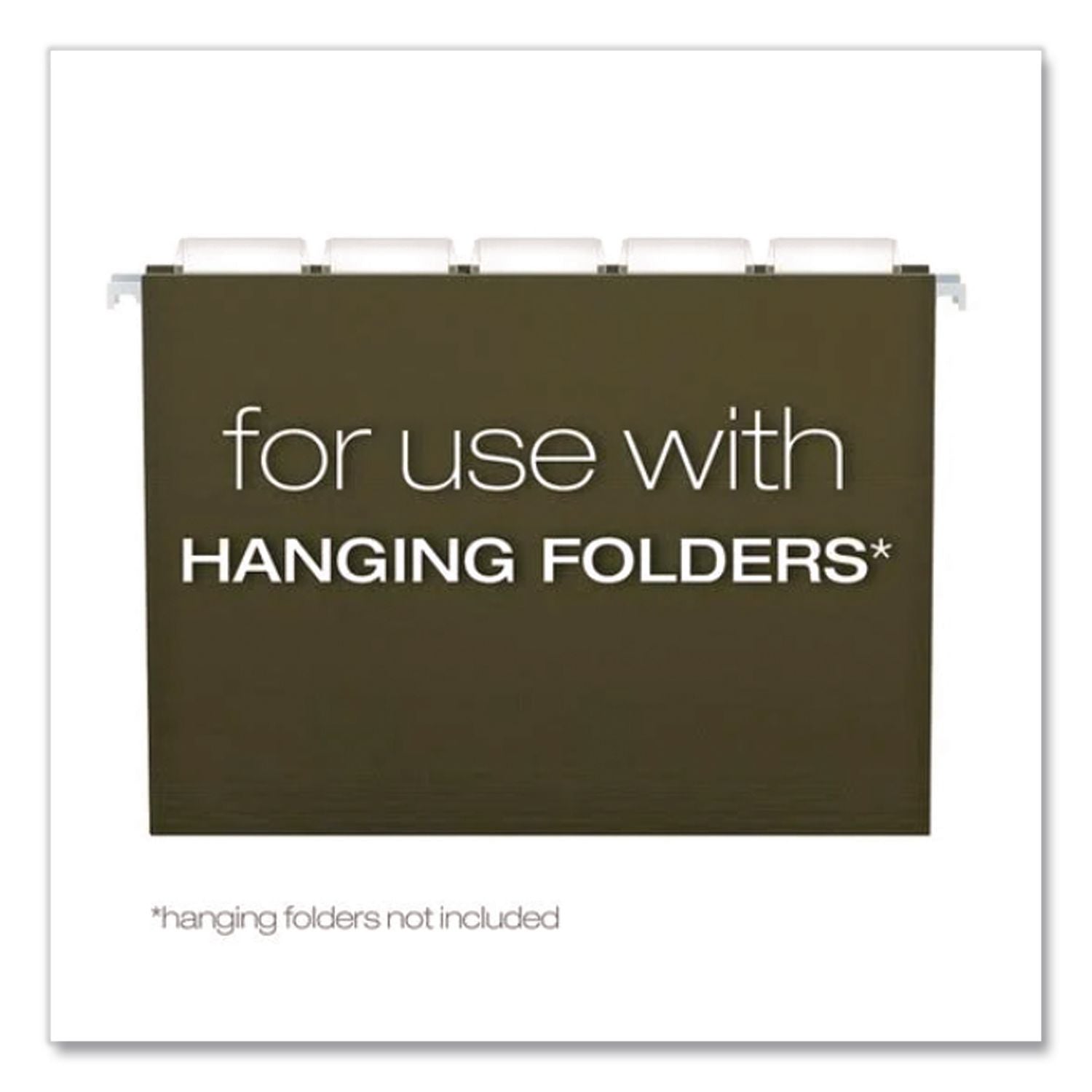 Transparent Colored Tabs For Hanging File Folders, 1/3-Cut, Clear, 3.5" Wide, 25/Pack