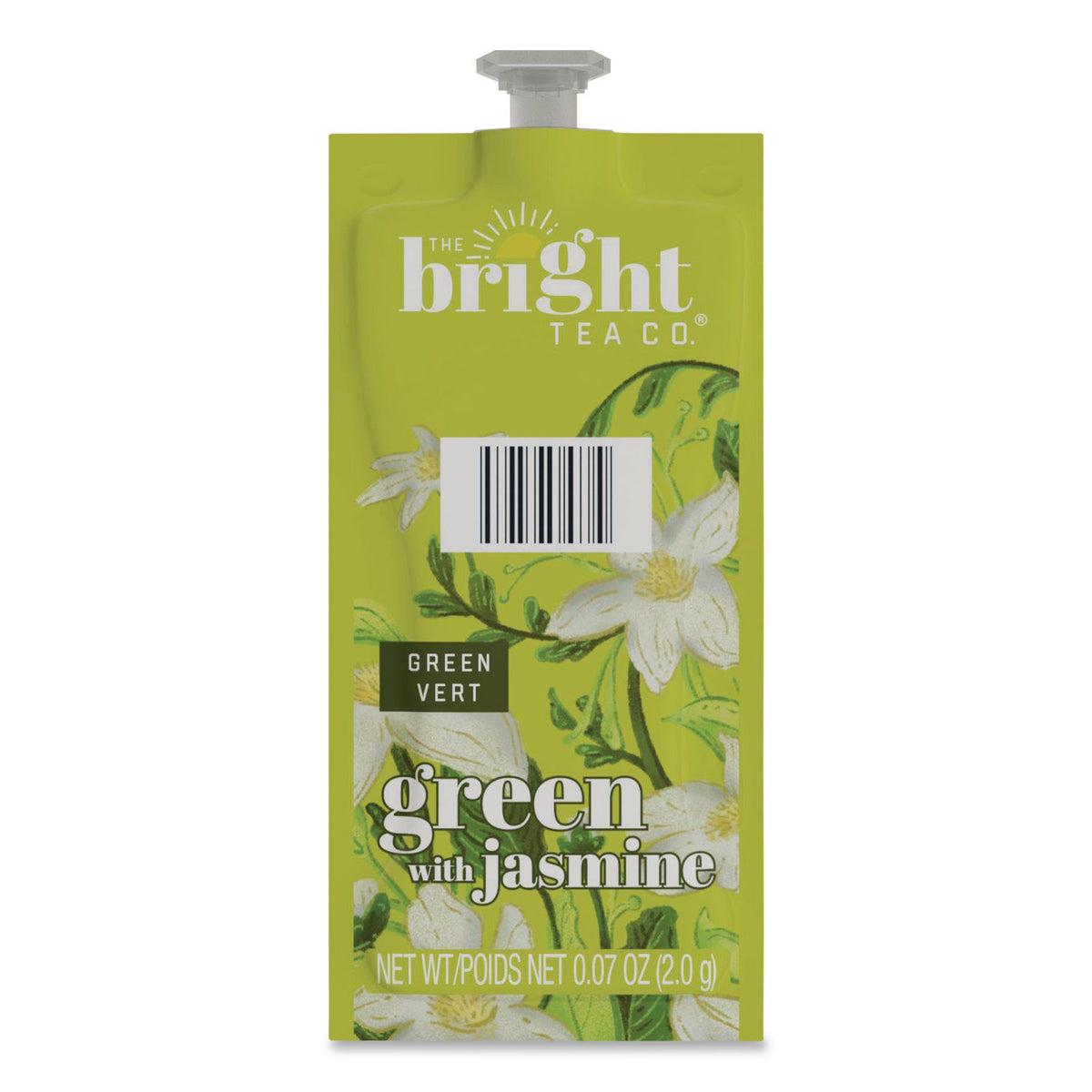 The Bright Tea Co. Green with Jasmine Tea Freshpack, Green with Jasmine, 0.07 oz Pouch, 100/Carton
