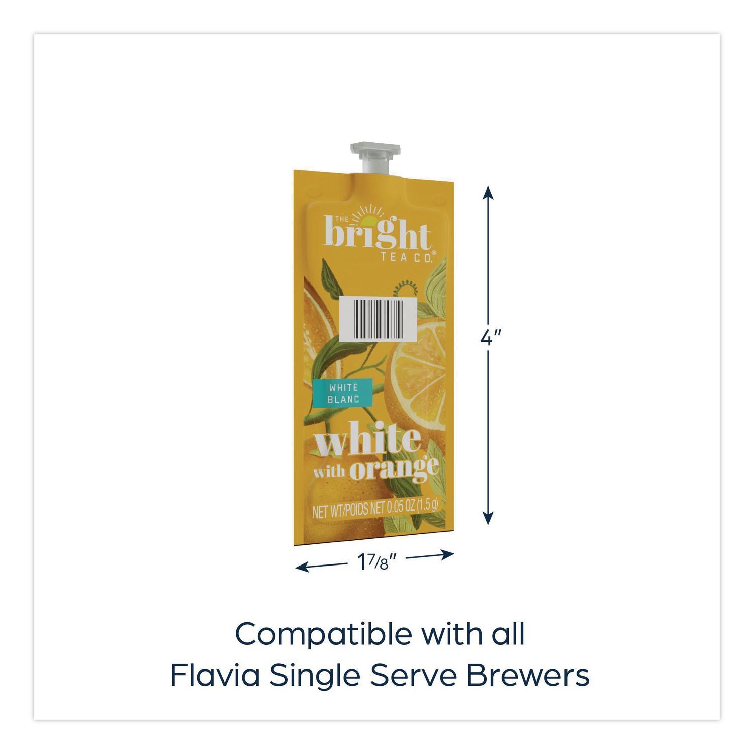 The Bright Tea Co. White with Orange Tea Freshpack, White with Orange, 0.05 oz Pouch, 100/Carton