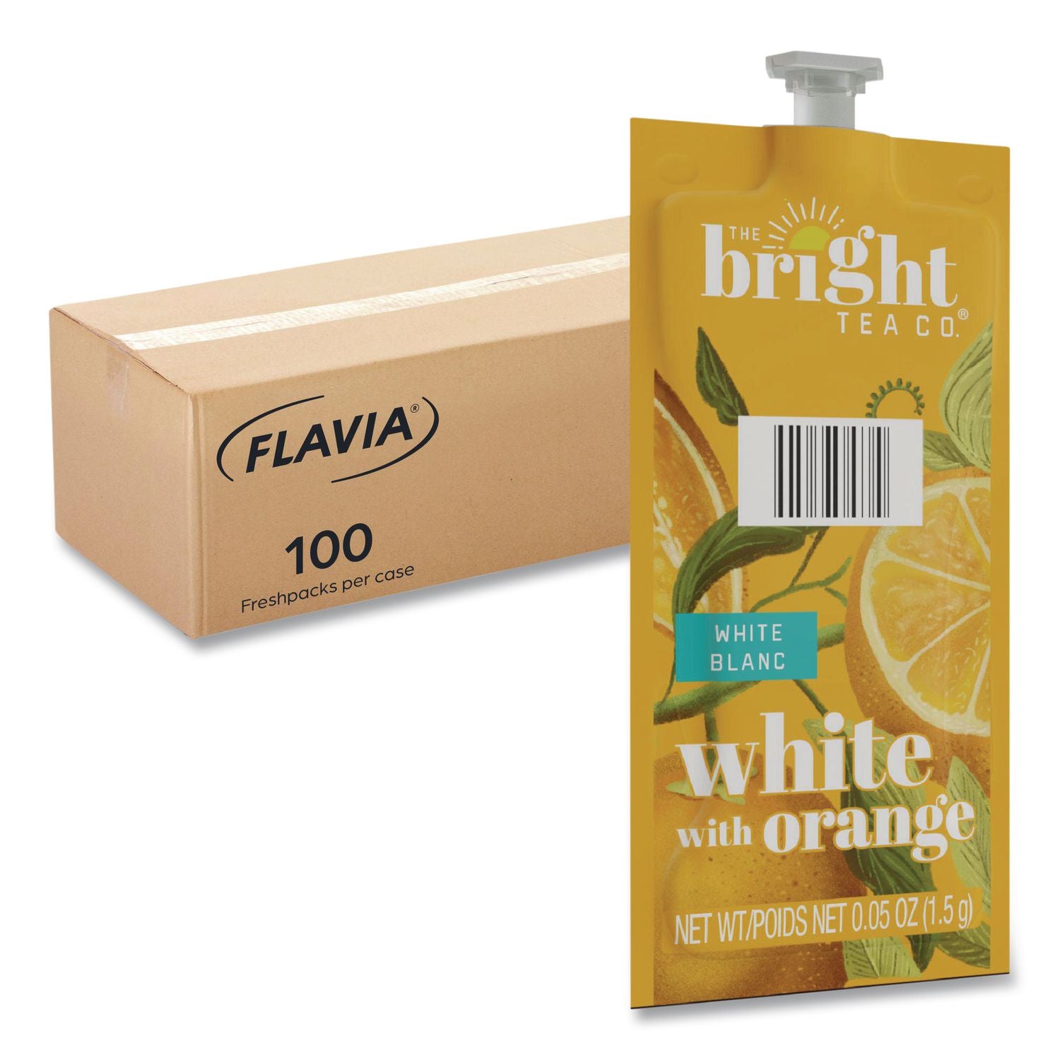 The Bright Tea Co. White with Orange Tea Freshpack, White with Orange, 0.05 oz Pouch, 100/Carton