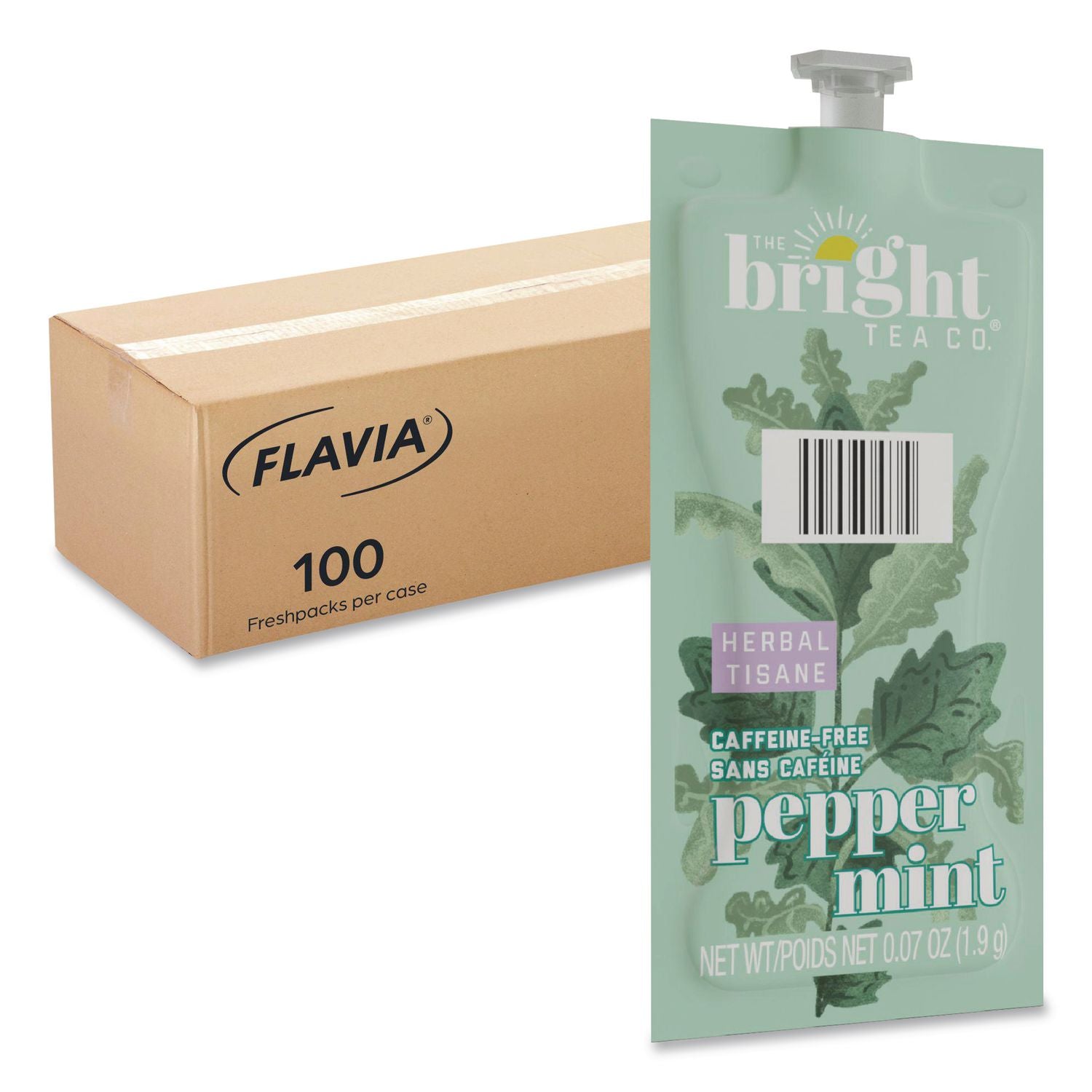 The Bright Tea Co. Peppermint Herbal Tea Freshpack, Peppermint, 0.07 oz Pouch, 100/Carton