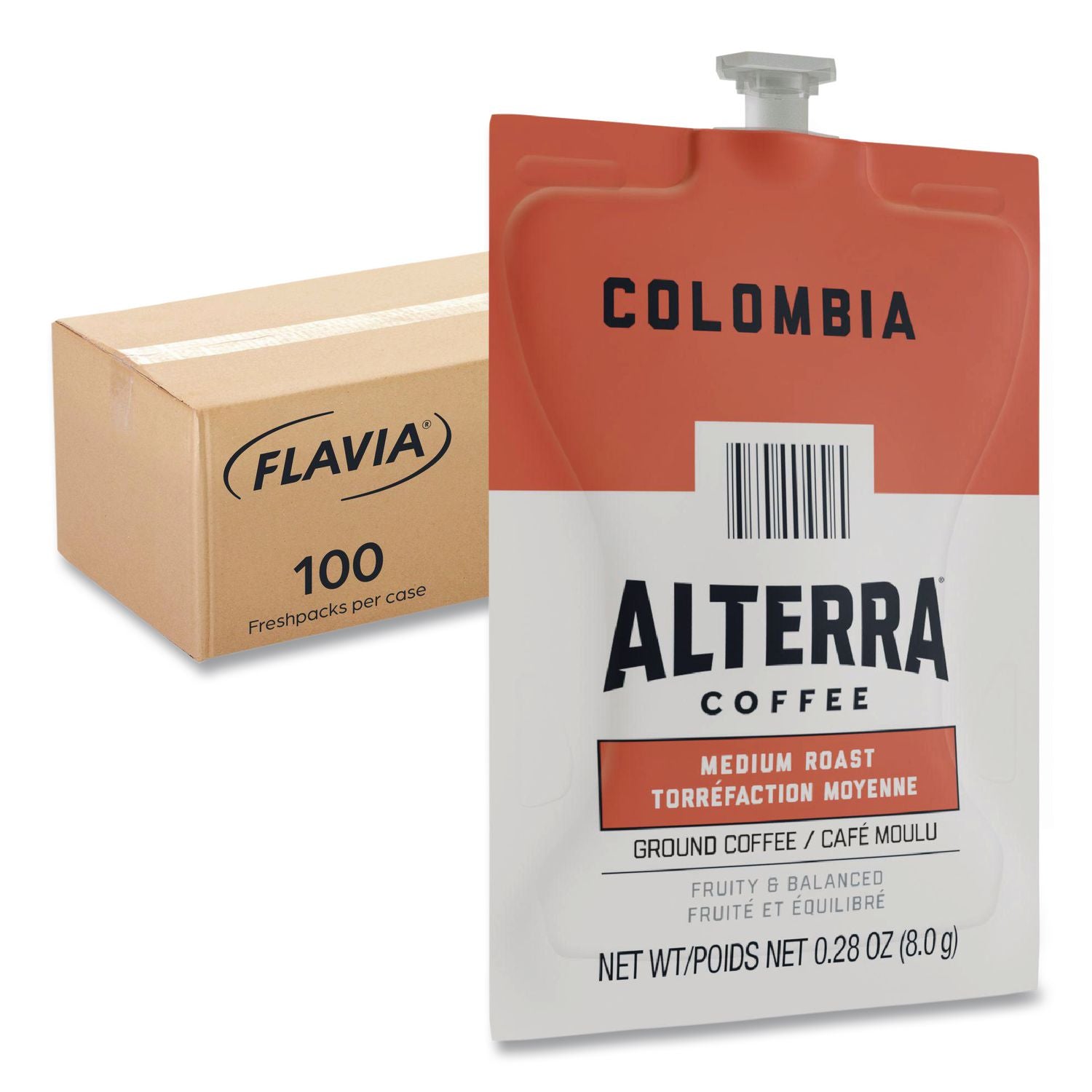 Alterra Columbia Coffee Freshpack, Columbia, 0.28 oz Pouch, 100/Carton