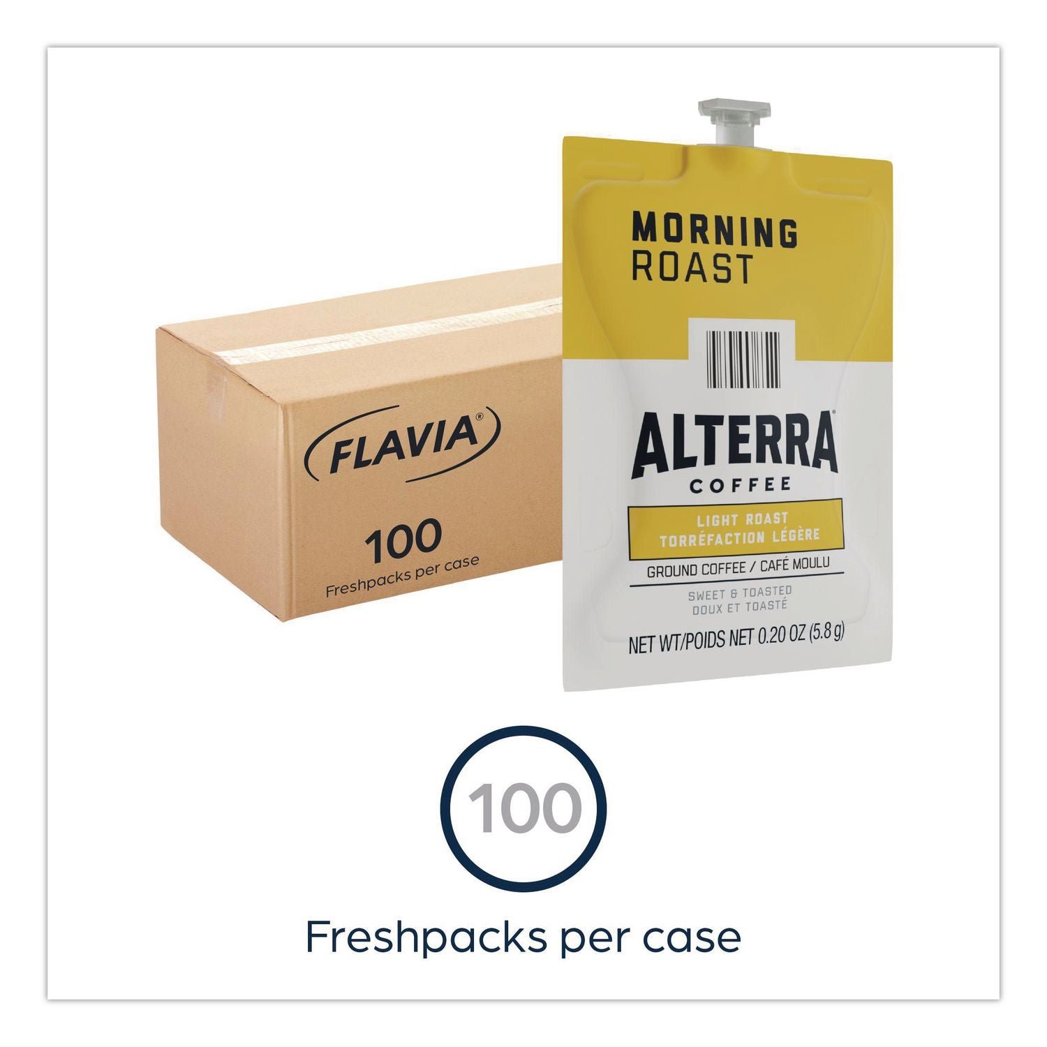 Alterra Morning Roast Coffee Freshpack, Morning Roast, 0.28 oz Pouch, 100/Carton