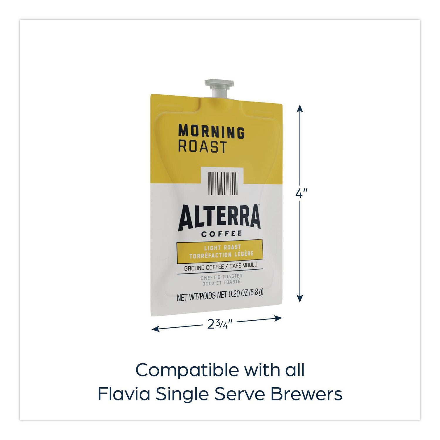 Alterra Morning Roast Coffee Freshpack, Morning Roast, 0.28 oz Pouch, 100/Carton