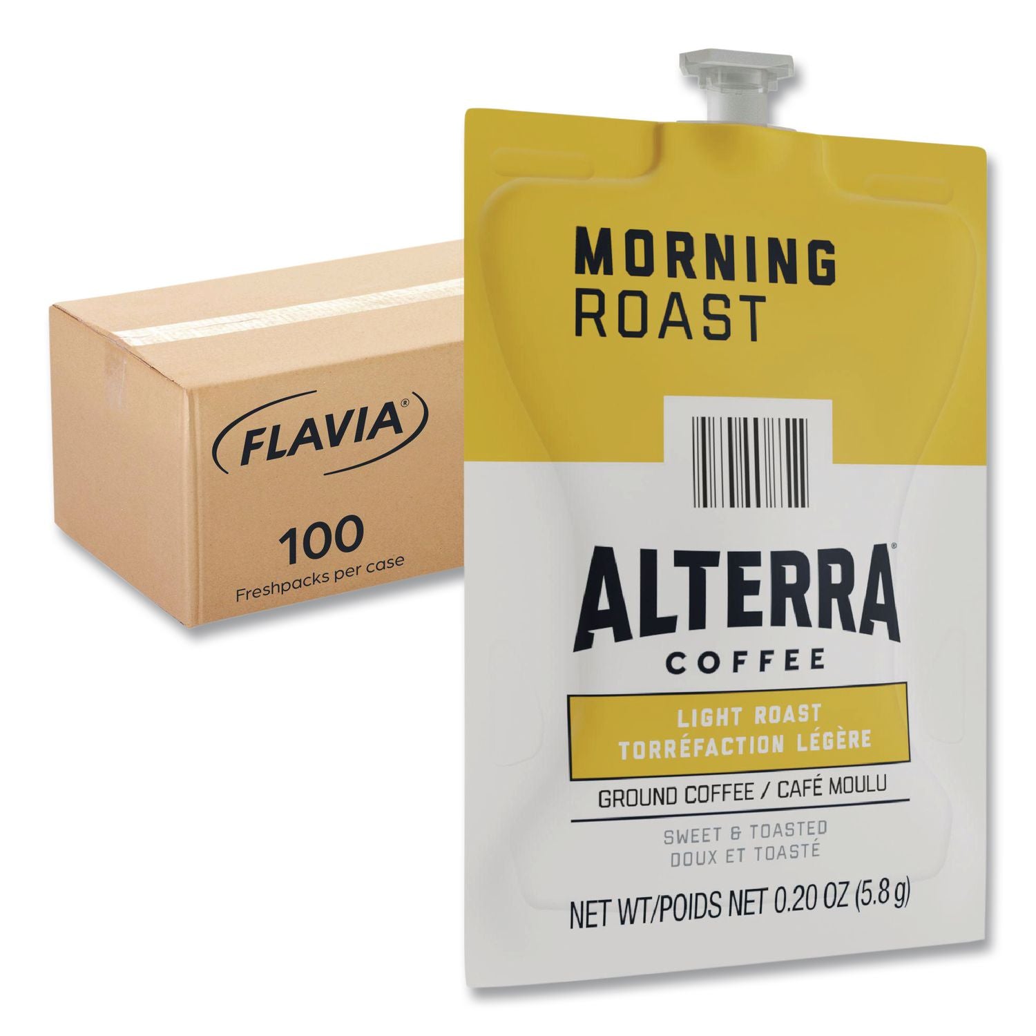 Alterra Morning Roast Coffee Freshpack, Morning Roast, 0.28 oz Pouch, 100/Carton