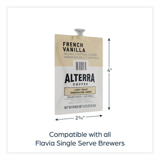 Alterra French Vanilla Coffee Freshpack, French Vanilla, 0.23 oz Pouch, 100/Carton