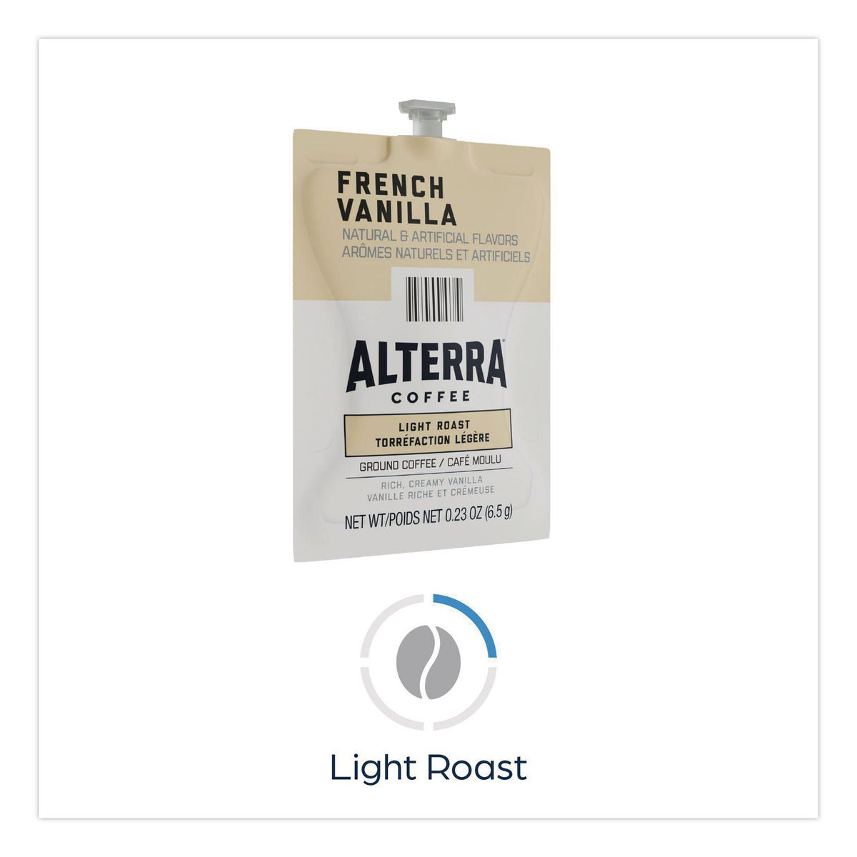 Alterra French Vanilla Coffee Freshpack, French Vanilla, 0.23 oz Pouch, 100/Carton