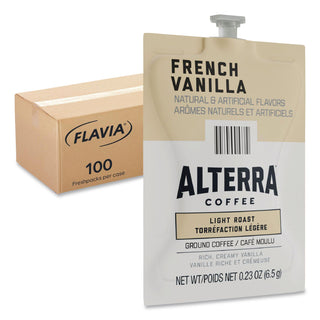 Alterra French Vanilla Coffee Freshpack, French Vanilla, 0.23 oz Pouch, 100/Carton