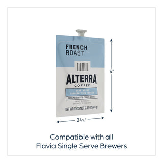 Alterra French Roast Coffee Freshpack, French Roast, 0.32 oz Pouch, 100/Carton