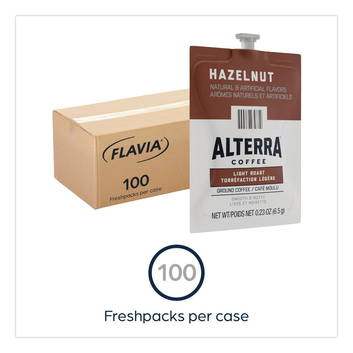 Alterra Hazelnut Coffee Freshpack, Hazelnut, 0.23 oz Pouch, 100/Carton