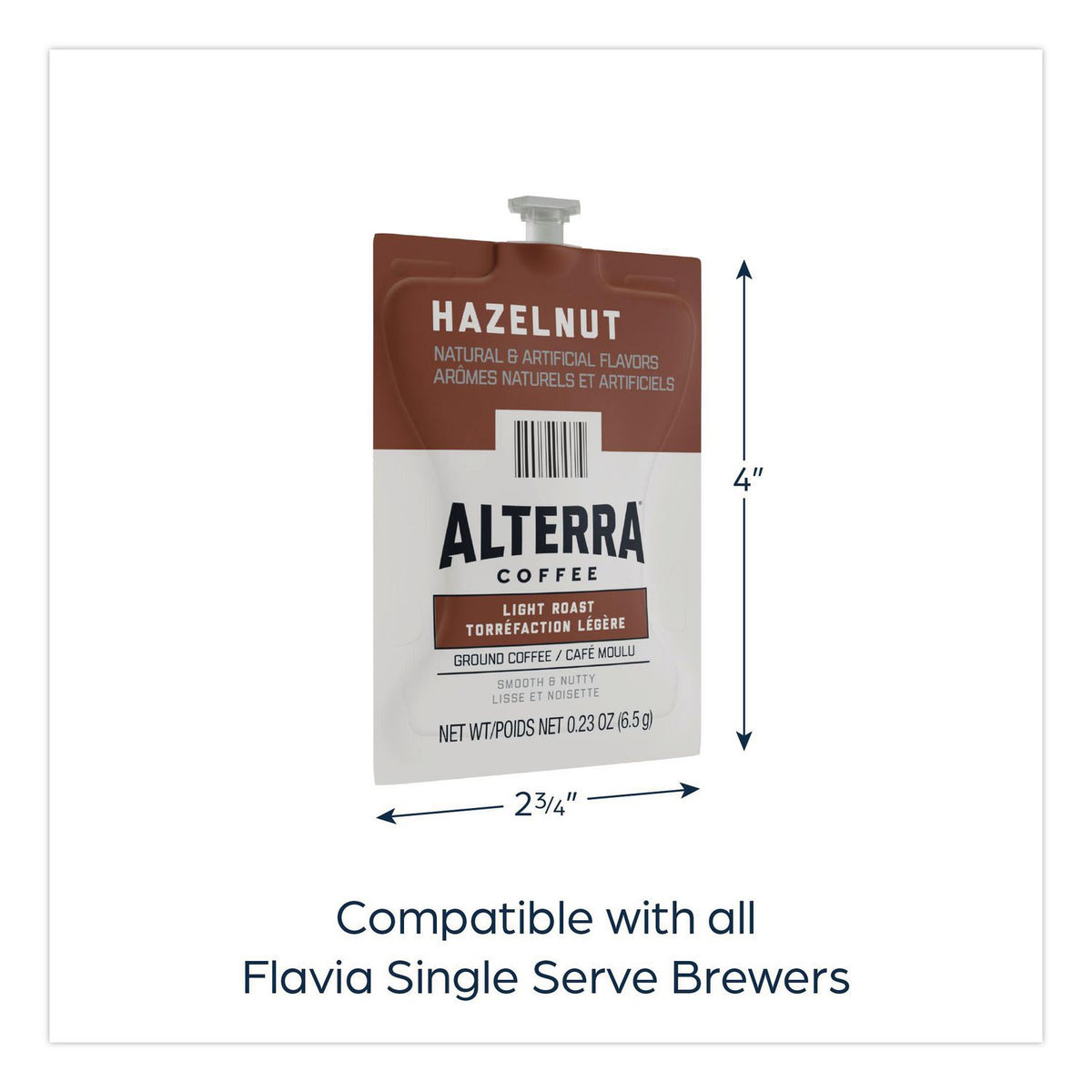 Alterra Hazelnut Coffee Freshpack, Hazelnut, 0.23 oz Pouch, 100/Carton