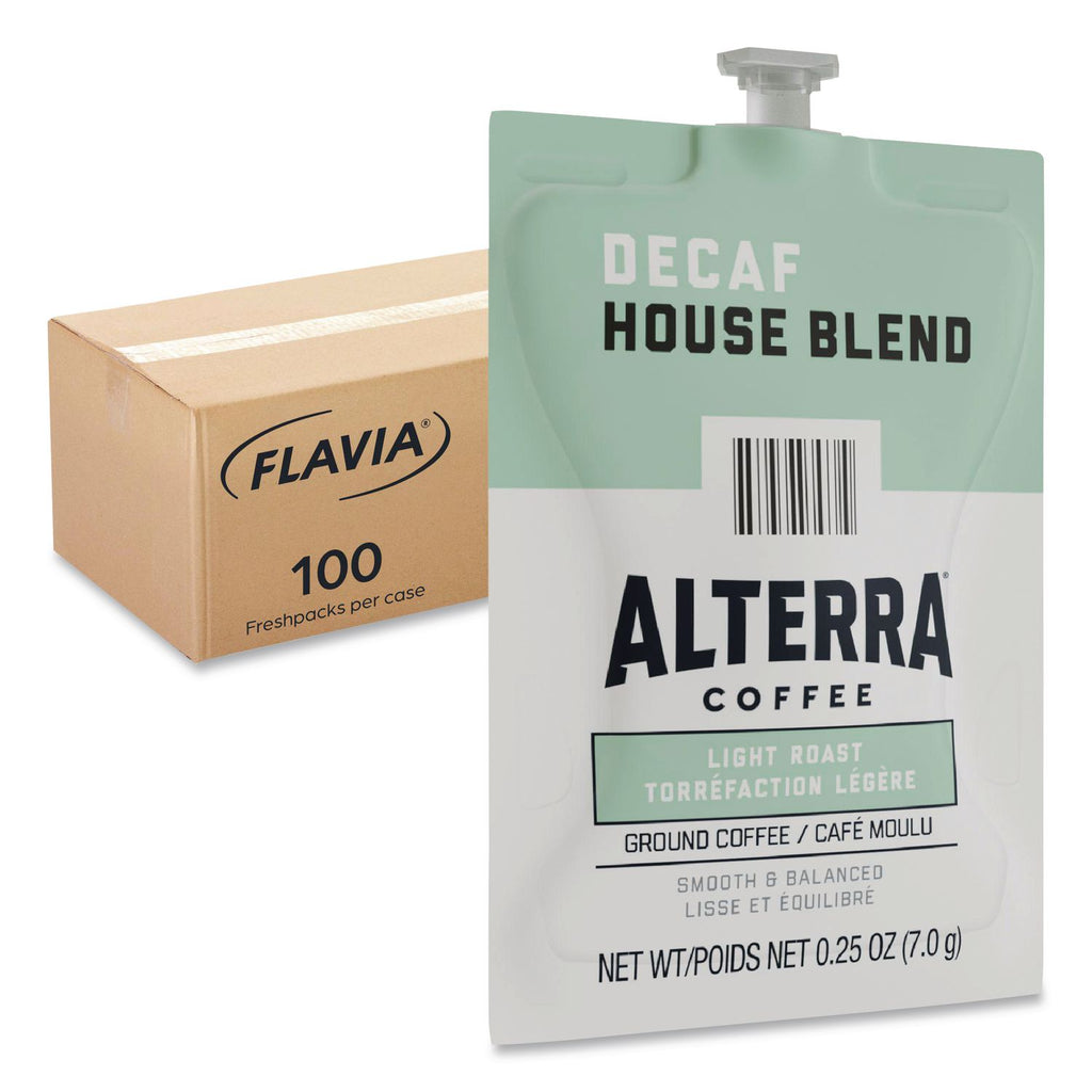Alterra Decaf House Blend Coffee Freshpack, 0.25 oz Pouch, 100/Carton