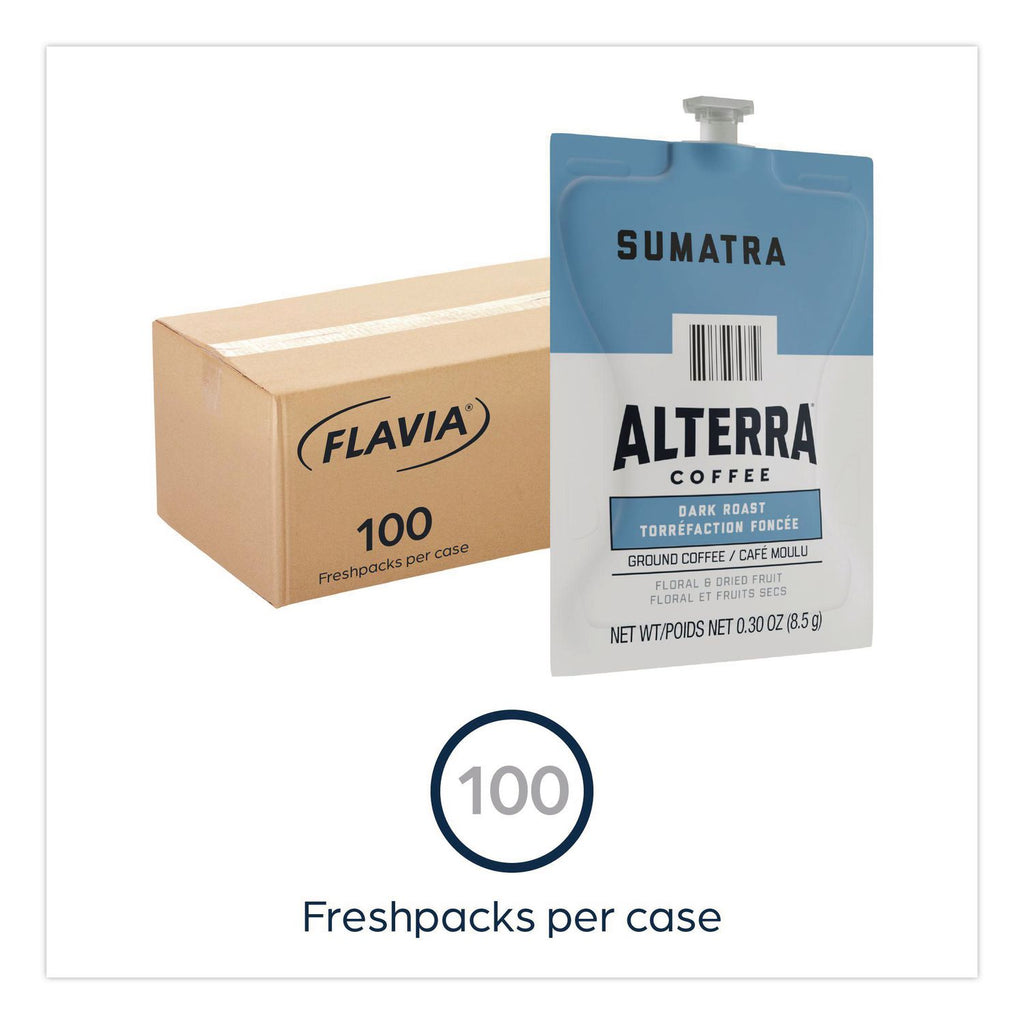 Alterra Sumatra Coffee Freshpack, Sumatra, 0.3 oz Pouch, 100/Carton