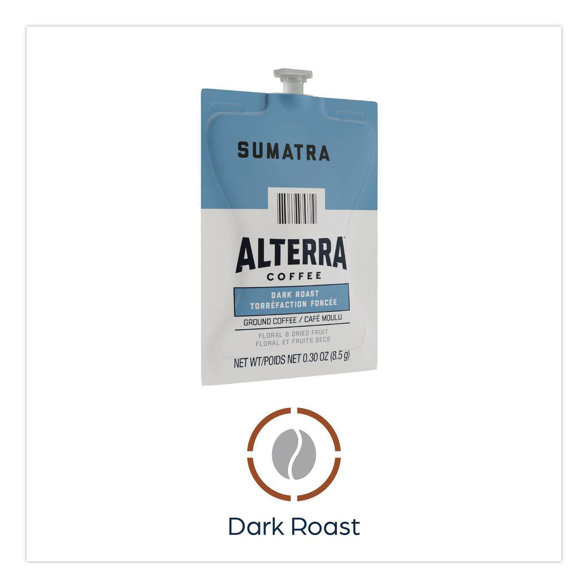 Alterra Sumatra Coffee Freshpack, Sumatra, 0.3 oz Pouch, 100/Carton