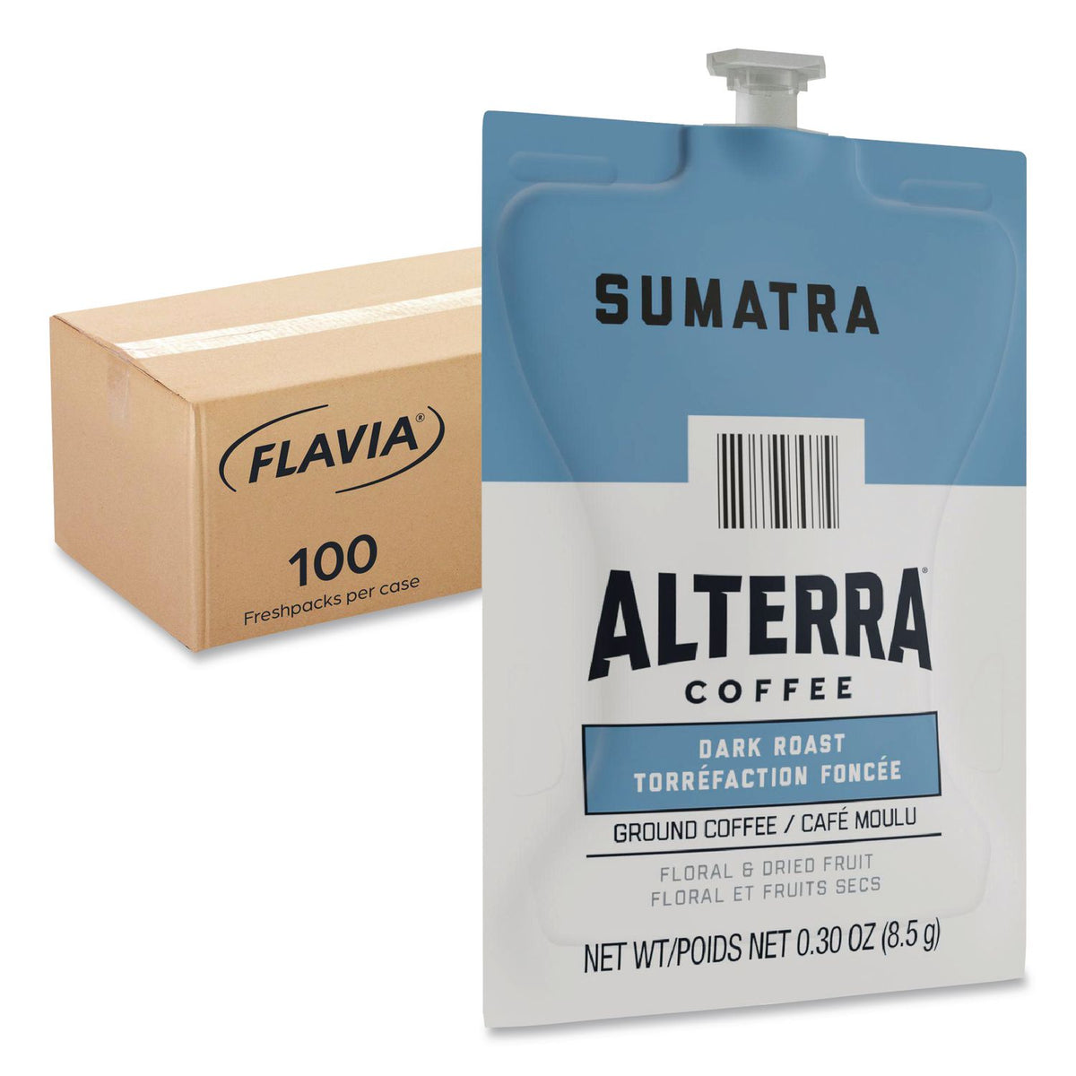 Alterra Sumatra Coffee Freshpack, Sumatra, 0.3 oz Pouch, 100/Carton