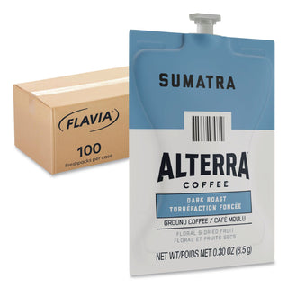 Alterra Sumatra Coffee Freshpack, Sumatra, 0.3 oz Pouch, 100/Carton