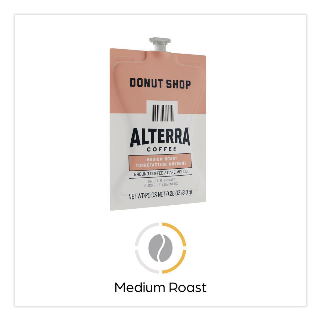 Alterra Donut Shop Coffee Freshpack, Donut Shop, 0.28 oz Pouch, 100/Carton