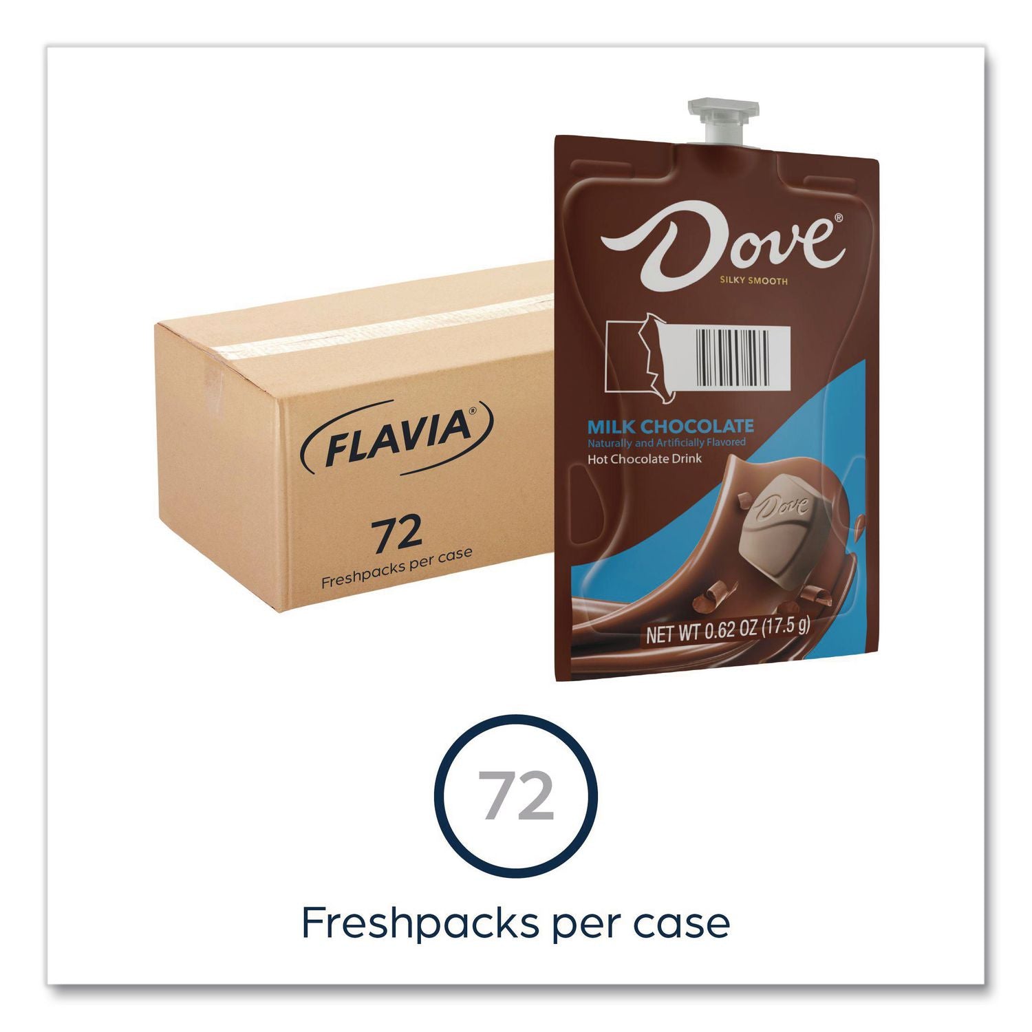 Dove Hot Chocolate Freshpack, Milk Chocolate, 0.66 oz Pouch, 72/Carton