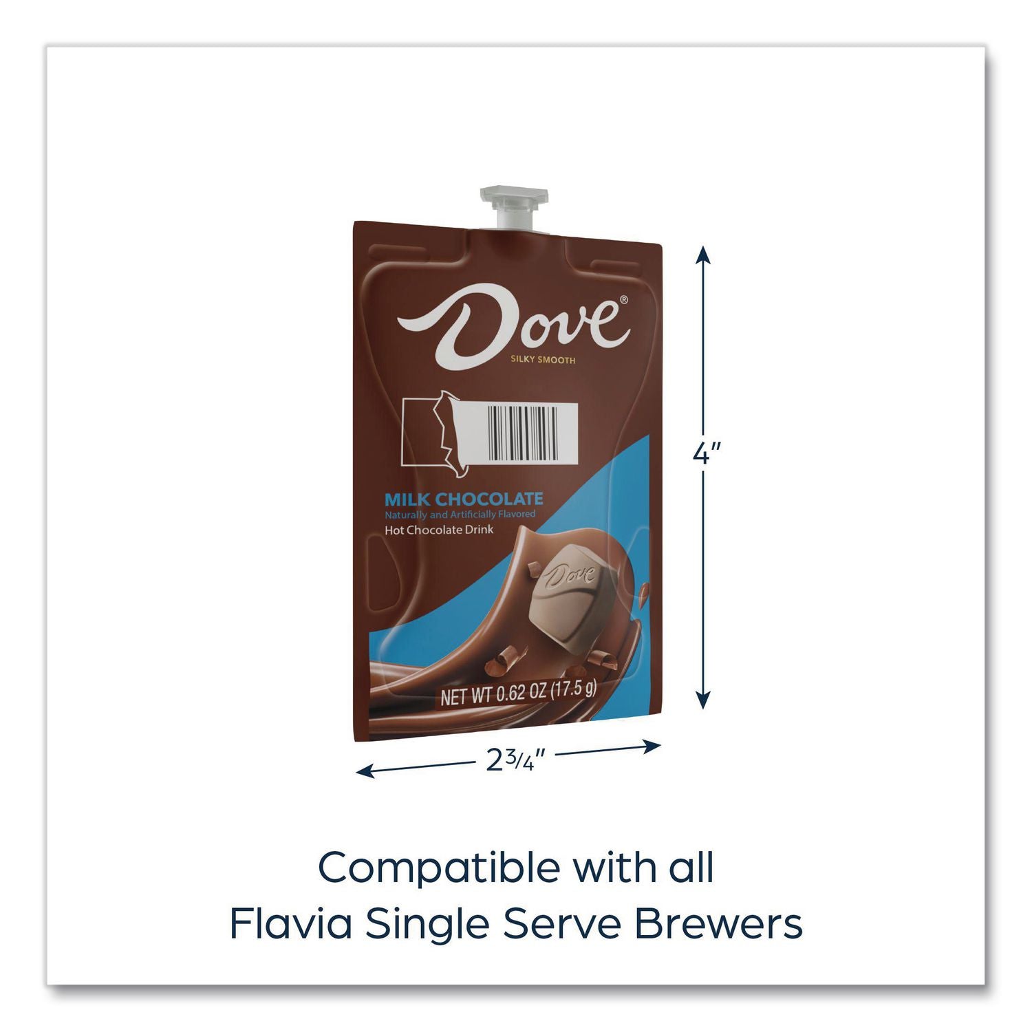 Dove Hot Chocolate Freshpack, Milk Chocolate, 0.66 oz Pouch, 72/Carton