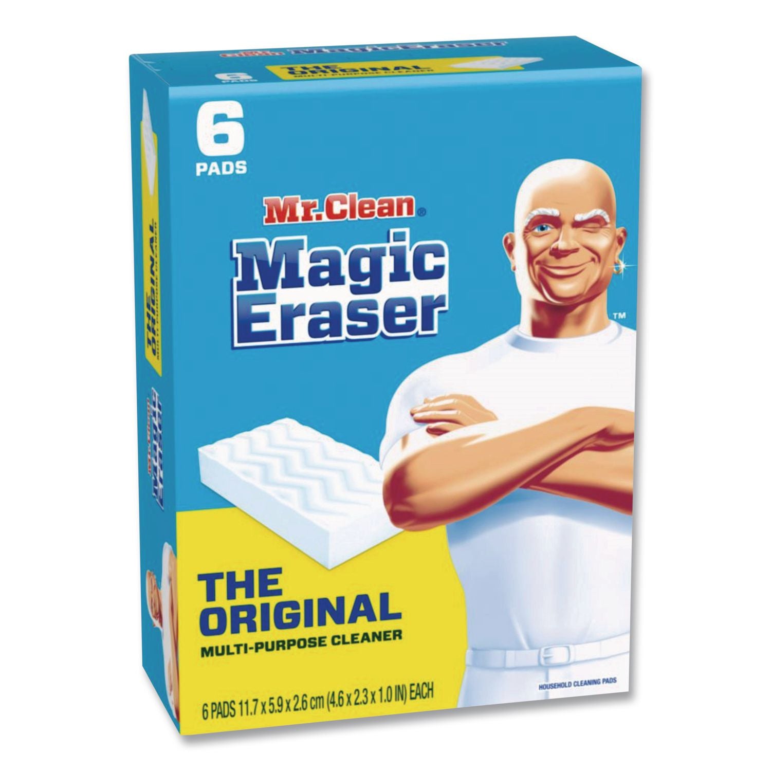 Magic Eraser, 2.3 x 4.6, 1" Thick, White, 6/Pack
