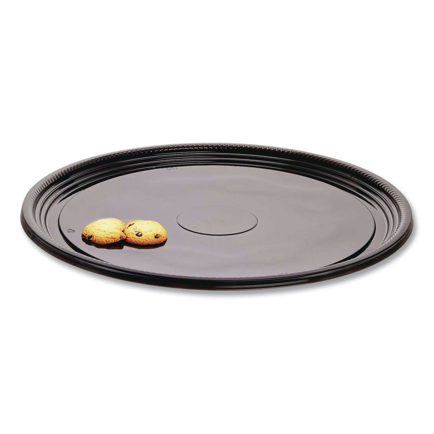 Caterline Casuals Thermoformed Platters, 12" Diameter, Black. Plastic, 25/Carton