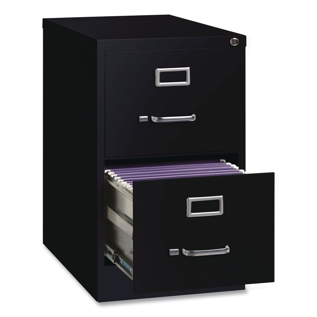 Two-Drawer Economy Vertical File, 2 Legal-Size File Drawers, Black, 18" x 25" x 28.38