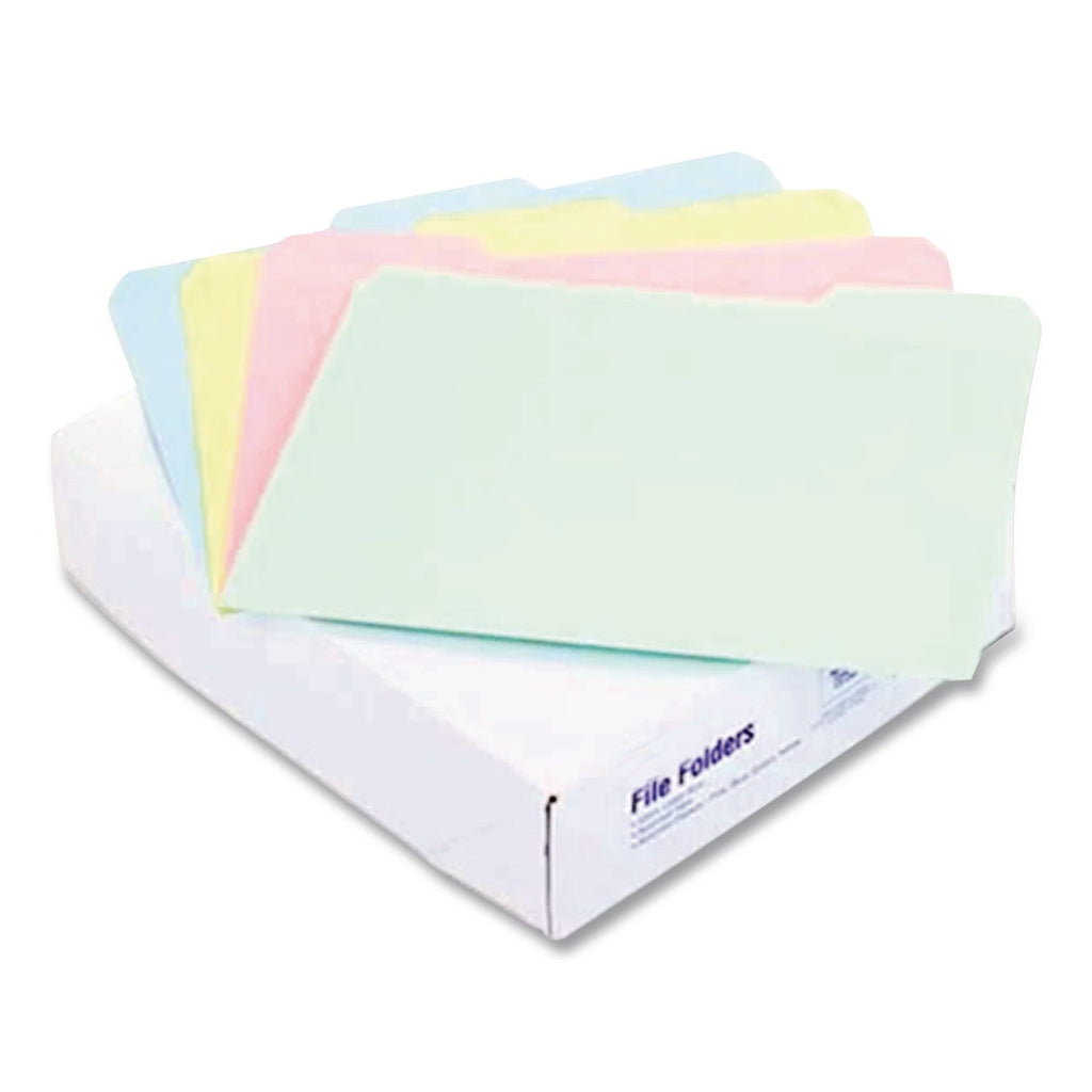 Pastel Colored File Folders, 1/3-Cut Tabs: Assorted, Letter Size, Assorted Colors, 100/Box