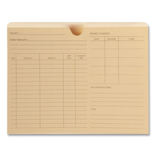 Preprinted Project Jackets, Straight Tab, Letter Size, Manila, 50/Box