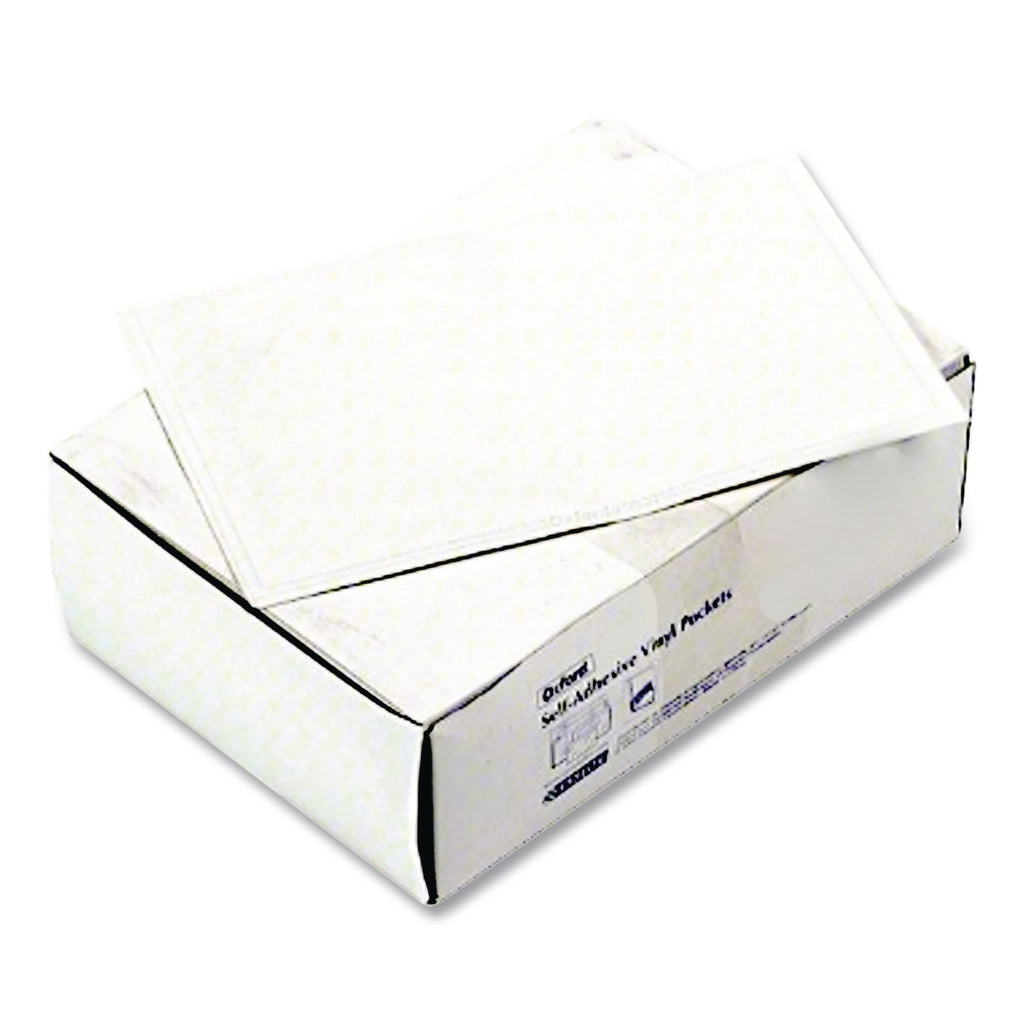 Self-Adhesive Pockets, 5 x 8, Clear Front/White Backing, 100/Box