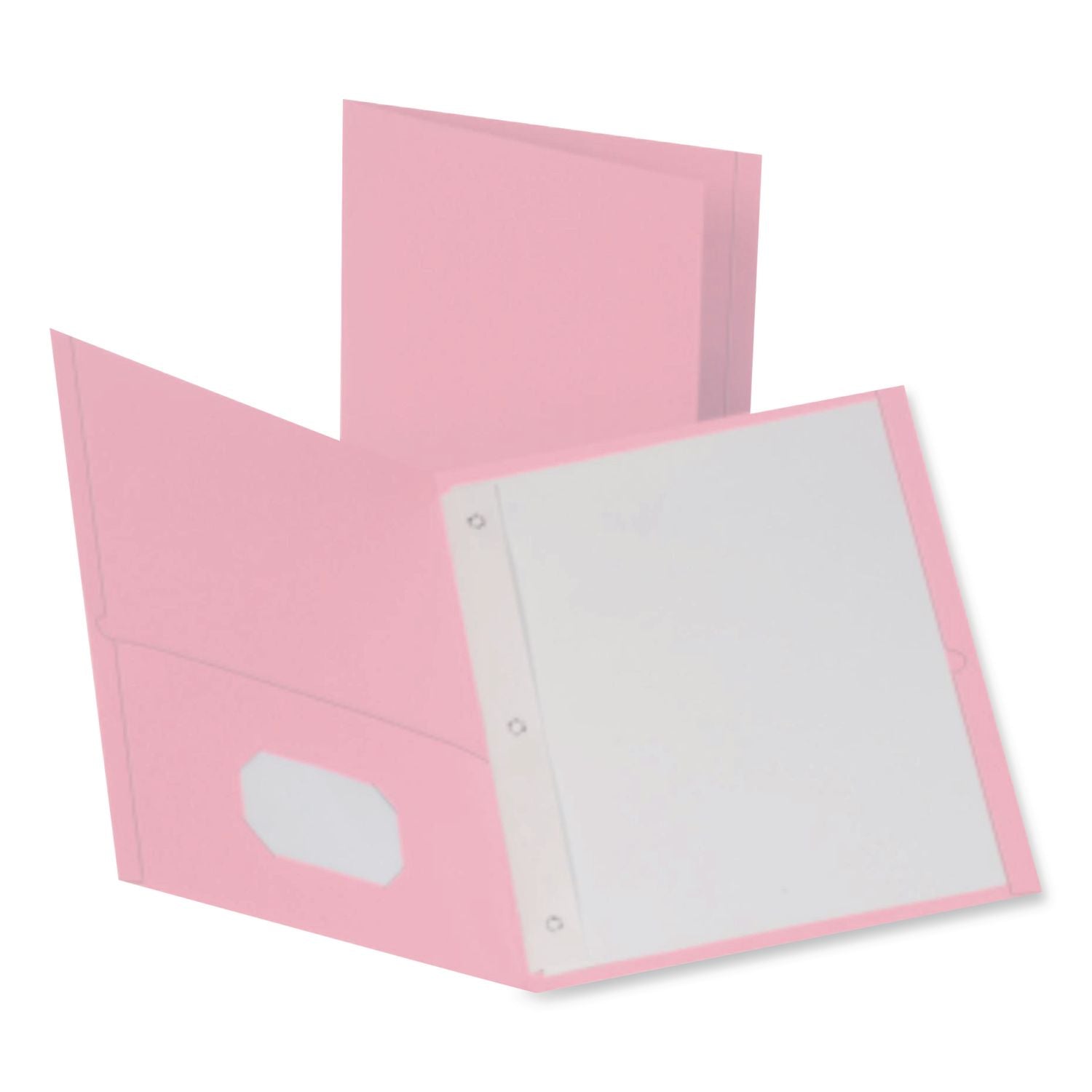Twin-Pocket Folders with 3 Fasteners, 0.5" Capacity, 11 x 8.5, Pink,25/Box