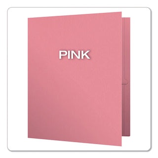 Twin-Pocket Folders with 3 Fasteners, 0.5" Capacity, 11 x 8.5, Pink,25/Box