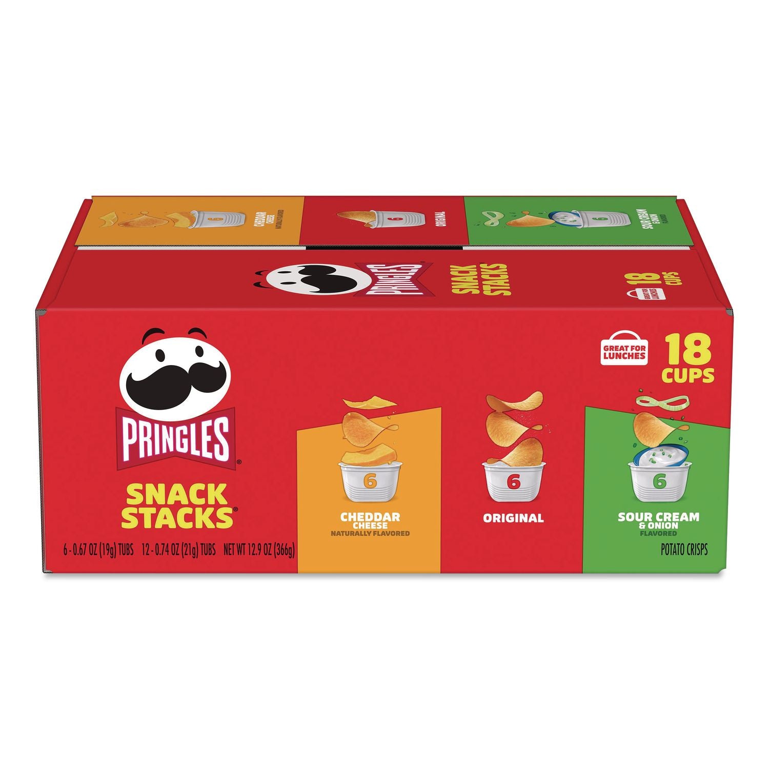 Potato Chips, Variety Pack, 0.74 oz Canister, 18/Box