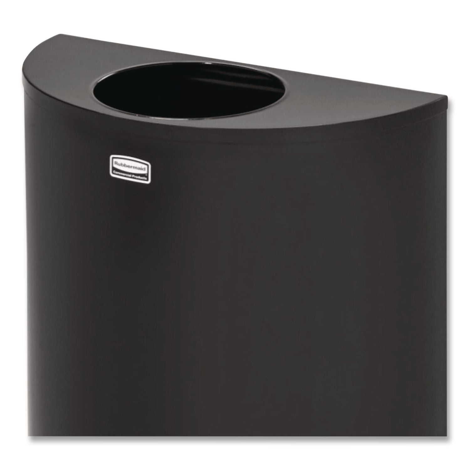 European and Metallic Series Open Top Half-Round Receptacle, 12 gal, Steel, Black/Chrome
