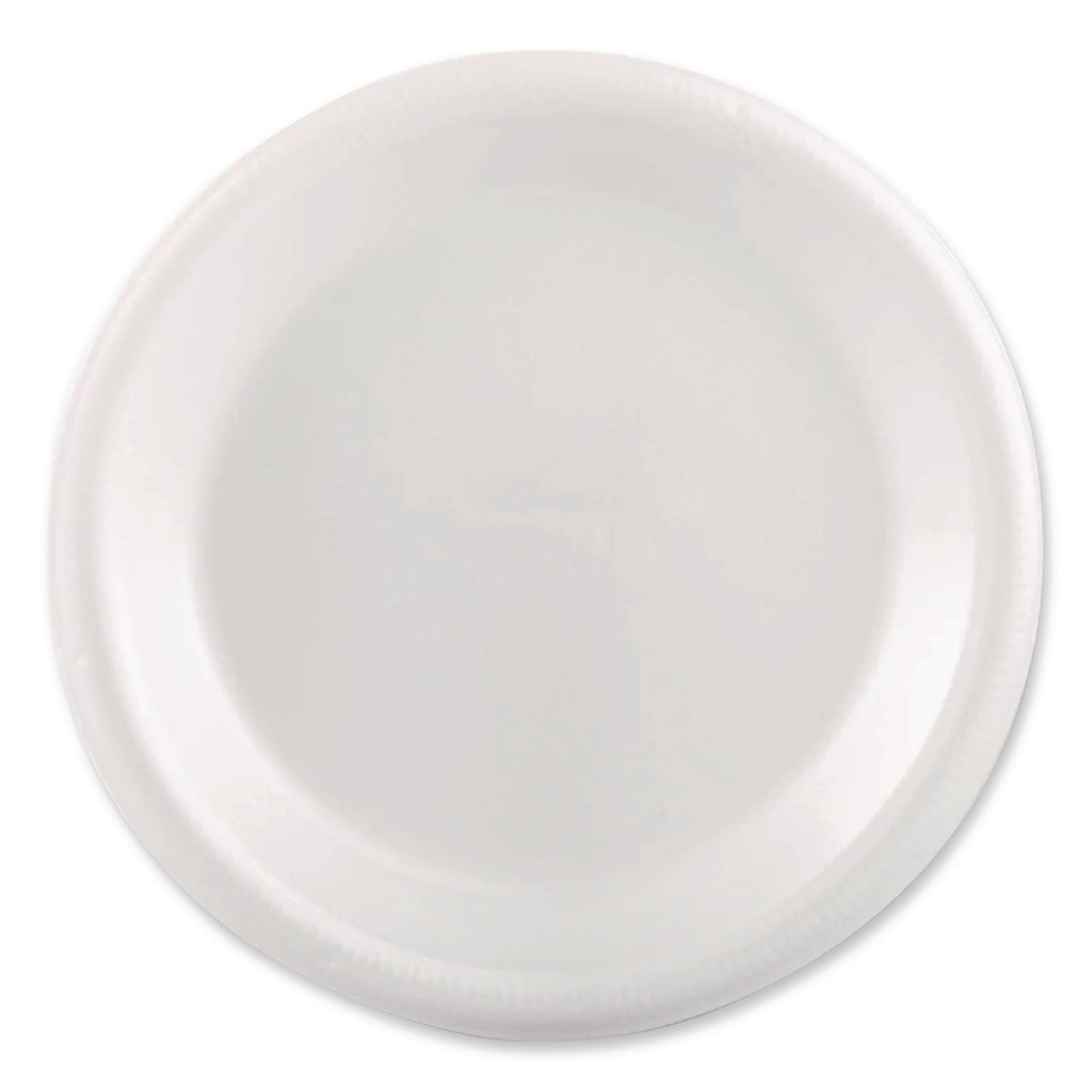 Foam Dinnerware, 9" dia, Poly Bag, White, 125/Sleeve, 4 Sleeves/Bag, 1 Bag/Pack