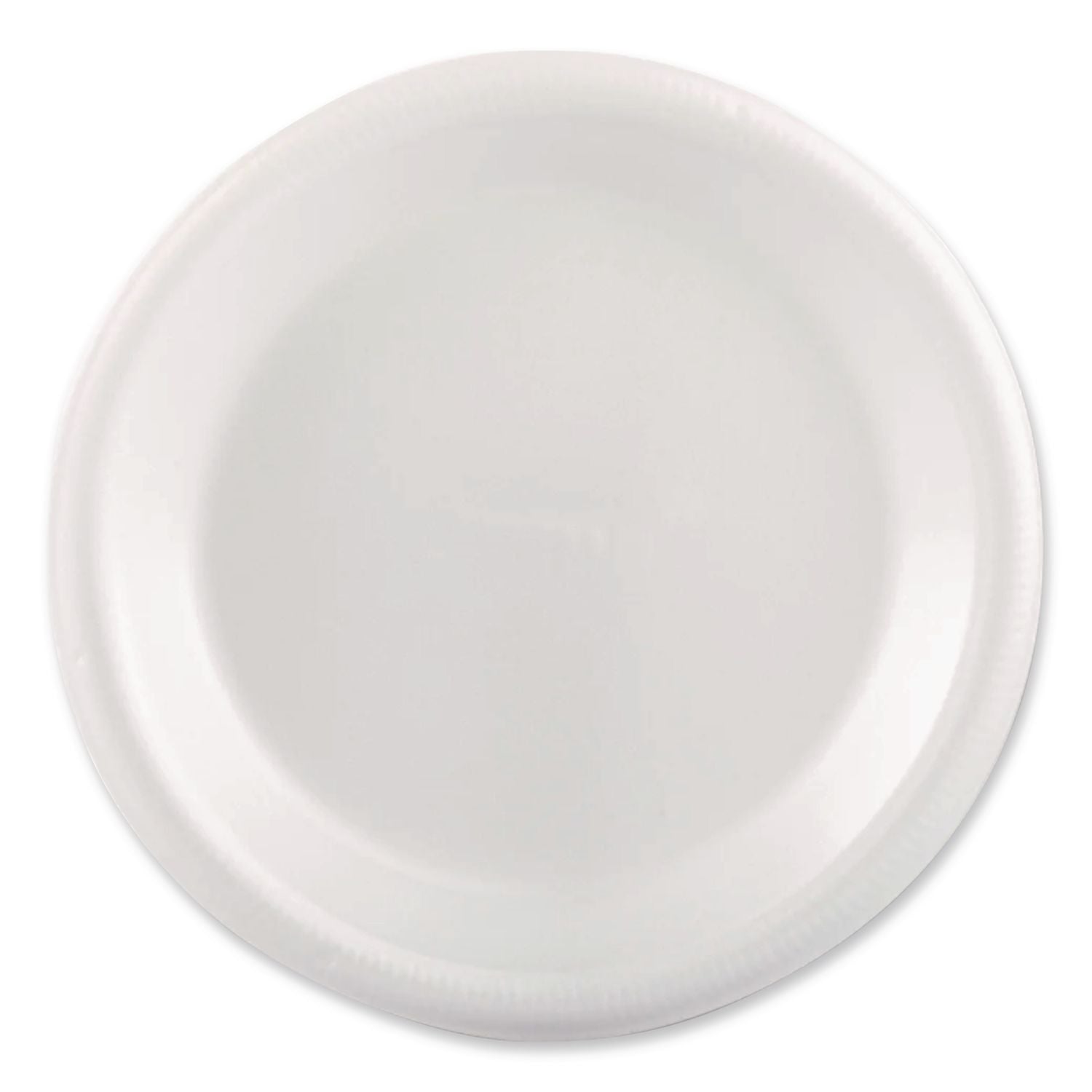 Foam Dinnerware, 9" dia, Poly Bag, White, 125/Sleeve, 4 Sleeves/Bag, 1 Bag/Pack