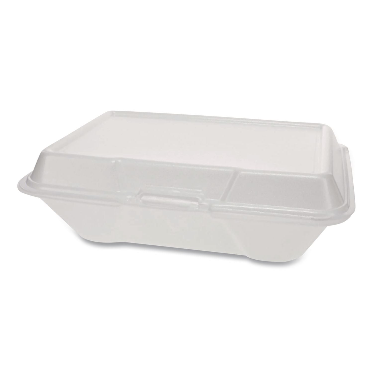 Foam Hinged Lid Container Secure One Tab Latch, 3-Compartment, 7.81 x 8.75 x 3.38, White, 100/Sleeve, 2 Sleeves/Bag, 1 Bag/PK